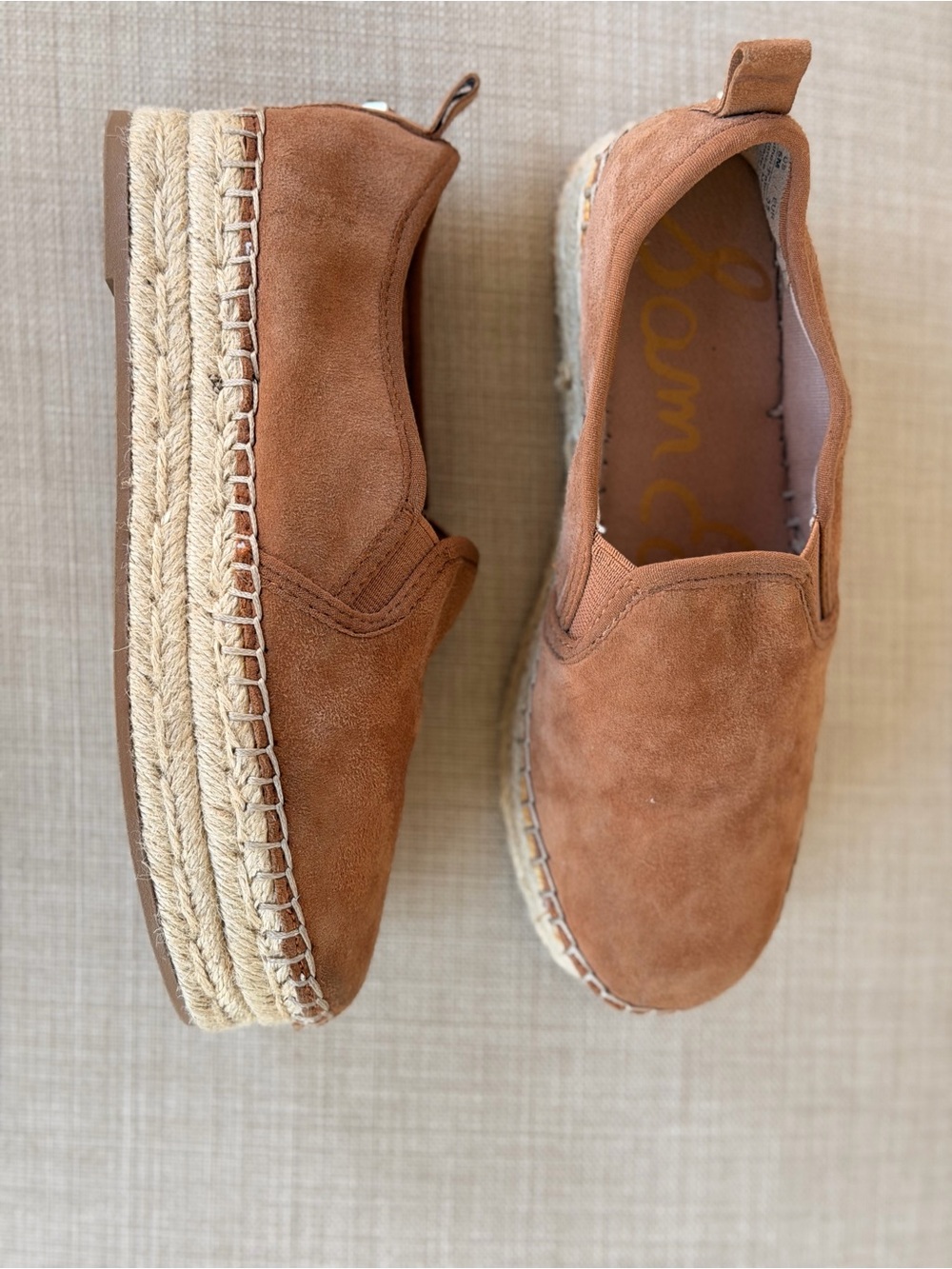 Sam Edelman Tan Platform Suede Espadriles